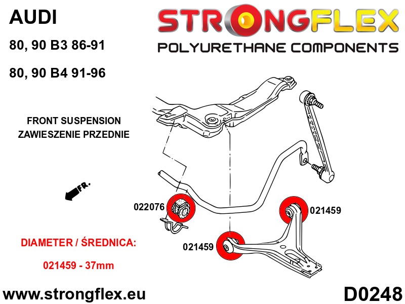 Strongflex Audi 80 / 90 / S2 Voorste stabilisatorrubber SPORT – 022076A 5 Strongflex Audi 80 / 90 / S2 Voorste stabilisatorrubber SPORT – 022076A – Image 5