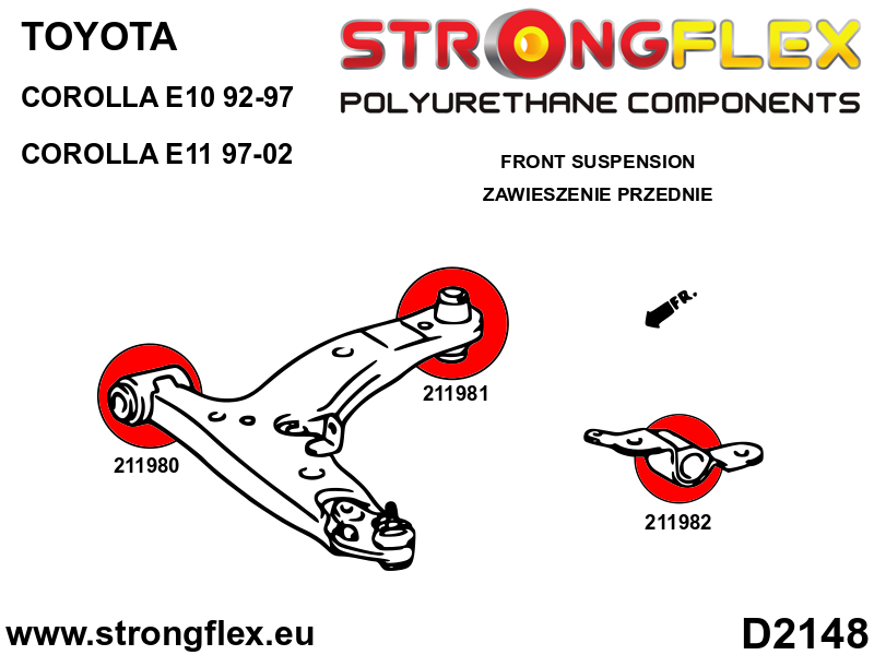 Strongflex Toyota Corolla Voorste stabilisatorrubber SPORT – 211982A 3 Strongflex Toyota Corolla Voorste stabilisatorrubber SPORT – 211982A – Bild 3