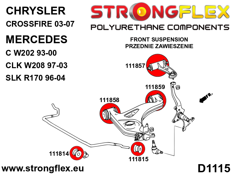 Strongflex Mercedes C-Klasse / CLK / SLK Polyurethaan rubberset voor- en achteras – 116240B 6 Strongflex Mercedes C-Klasse / CLK / SLK Polyurethaan rubberset voor- en achteras – 116240B – Bild 6