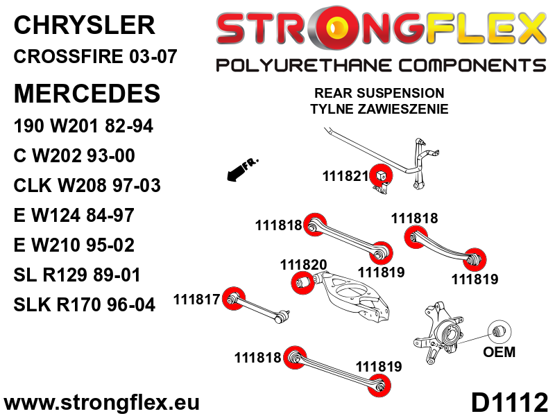 Strongflex Mercedes Achterste stabilisator rubber SPORT – 111821A 2 Strongflex Mercedes Achterste stabilisator rubber SPORT – 111821A – Bild 2