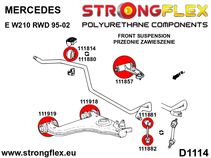 Strongflex Mercedes E-Klasse Rubber voorste koppelstang SPORT – 111881A 3 Strongflex Mercedes E-Klasse Rubber voorste koppelstang SPORT – 111881A – Bild 3