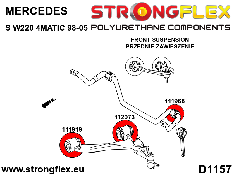 Strongflex Mercedes E-Klasse / S-Klasse Vooras voorste draagarm rubber SPORT – 111919A 8 Strongflex Mercedes E-Klasse / S-Klasse Vooras voorste draagarm rubber SPORT – 111919A – Bild 8