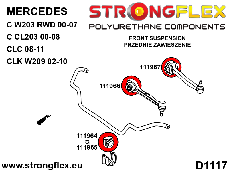 Strongflex Mercedes C-Class / CLC / CLK Front suspension – rear bush SPORT – 111967A 5 Strongflex Mercedes C-Class / CLC / CLK Front suspension – rear bush SPORT – 111967A - Image 5