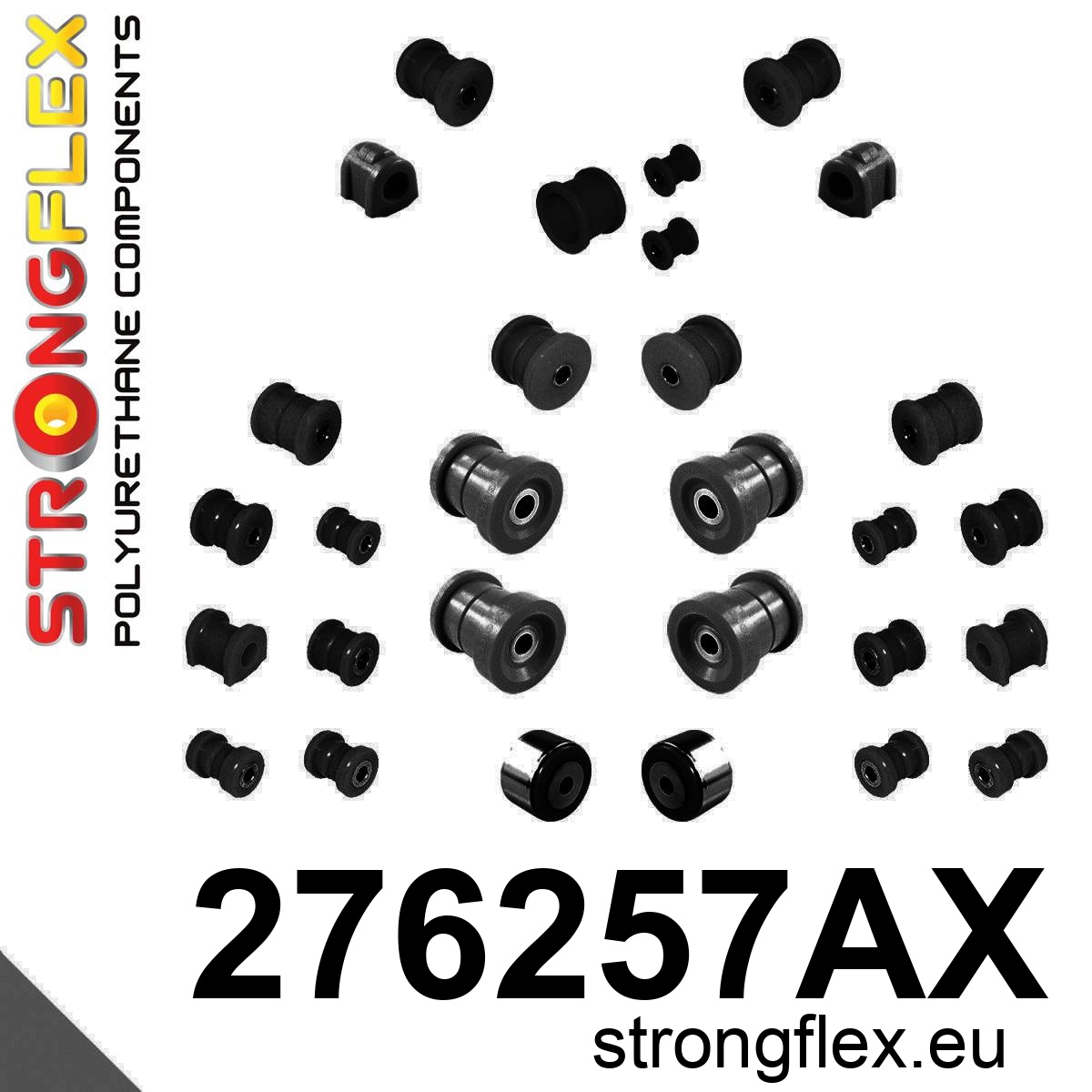 Strongflex Subaru Complete polyurethaan ophangrubberset SPORT – 276257AX ZWART 1 Strongflex Subaru Complete polyurethaan ophangrubberset SPORT – 276257AX ZWART