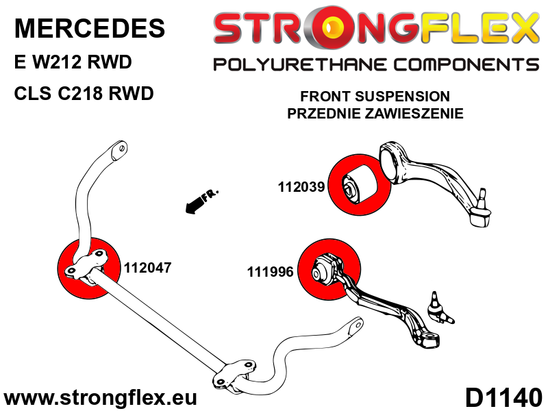 Strongflex Mercedes CLS / E-Klasse Rubber voorsten bovenste draagarm – 112039B 3 Strongflex Mercedes CLS / E-Klasse Rubber voorsten bovenste draagarm – 112039B – Bild 3