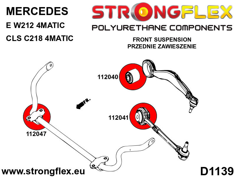 Strongflex Mercedes CLS / E-Klasse Rubber voorsten bovenste draagarm – 112040B 3 Strongflex Mercedes CLS / E-Klasse Rubber voorsten bovenste draagarm – 112040B – Bild 3