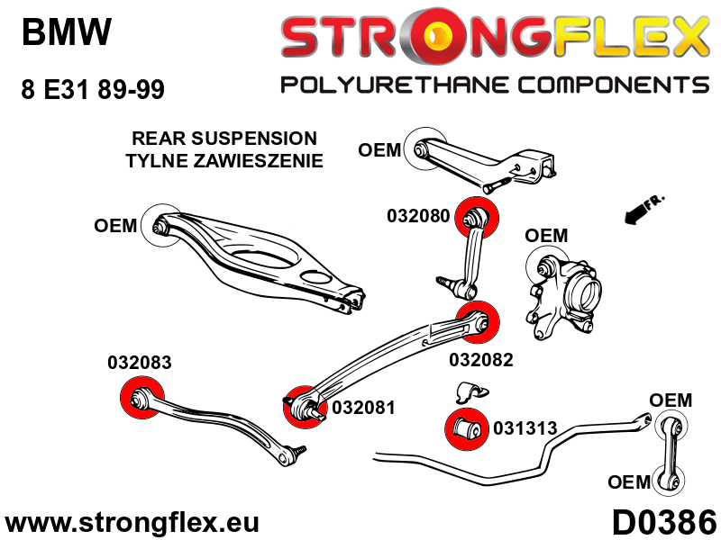 Strongflex BMW E31 Achteras rubberset SPORT – 036083A 3 Strongflex BMW E31 Achteras rubberset SPORT – 036083A – Bild 3