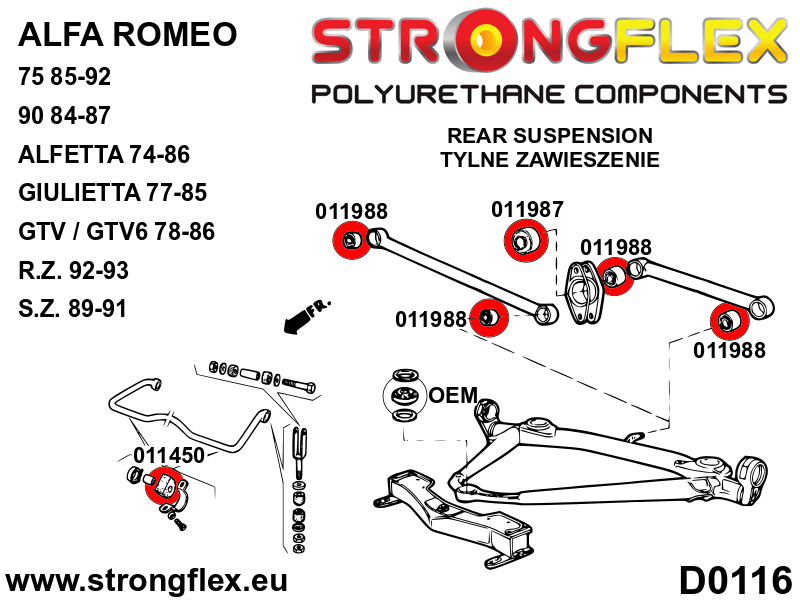 Strongflex Alfa Romeo 75 / Milano / 90 Achterste stabilisatorrubber SPORT – 011450A 3 Strongflex Alfa Romeo 75 / Milano / 90 Achterste stabilisatorrubber SPORT – 011450A – Image 3