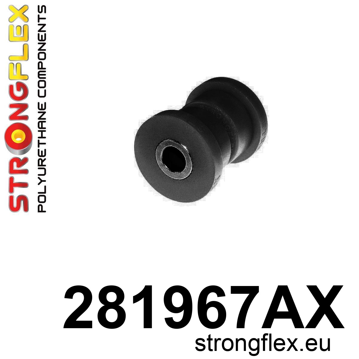 Strongflex Nissan Achterste onderste koppelstang binnenste rubber SPORT – 281967AX ZWART 1 Strongflex Nissan Achterste onderste koppelstang binnenste rubber SPORT – 281967AX ZWART
