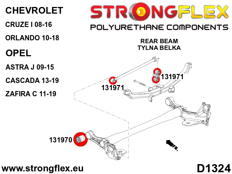 Strongflex Opel Vauxhall Watt achterste koppelstangrubber SPORT – 131971A 2 Strongflex Opel Vauxhall Watt achterste koppelstangrubber SPORT – 131971A - Afbeelding 2