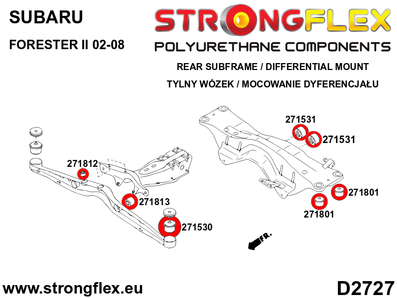 Strongflex Subaru Forester / Impreza / Legacy Rubber achteras differentieel ophanging – 271531B 7 Strongflex Subaru Forester / Impreza / Legacy Rubber achteras differentieel ophanging – 271531B - Afbeelding 7