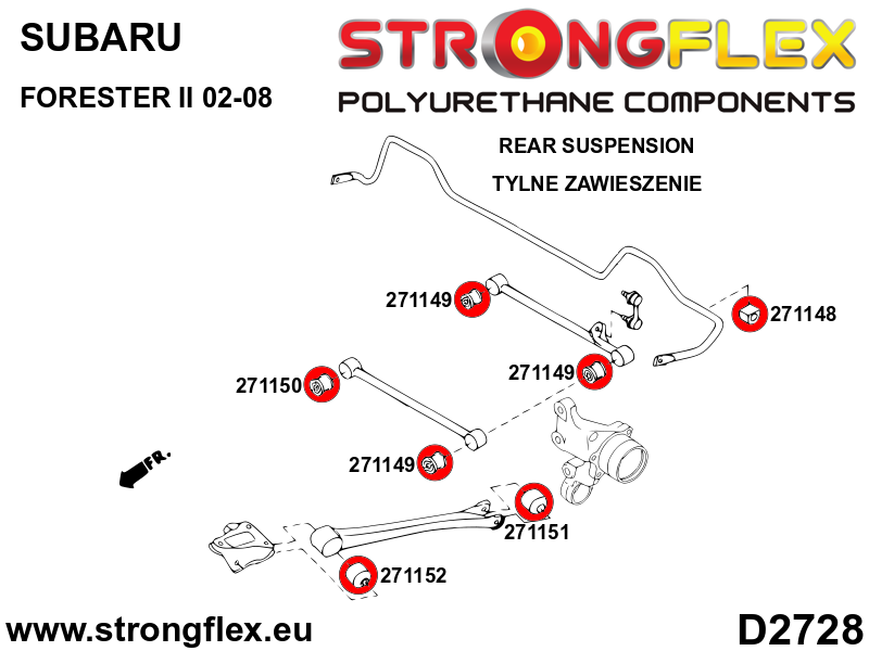 Strongflex Subaru Forester / Impreza Achterste stabilisatorrubber SPORT – 271148A 4 Strongflex Subaru Forester / Impreza Achterste stabilisatorrubber SPORT – 271148A - Afbeelding 4