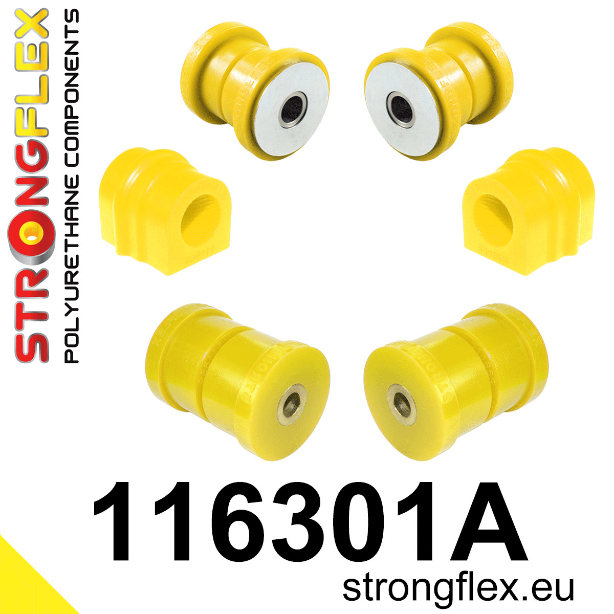 Strongflex Mercedes Voorste ophangrubberset SPORT – 116301A 1 Strongflex Mercedes Voorste ophangrubberset SPORT – 116301A