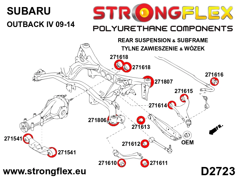 Strongflex Subaru / Toyota Rear upper control arm front bush SPORT – 271614A 11 Strongflex Subaru / Toyota Rear upper control arm front bush SPORT – 271614A