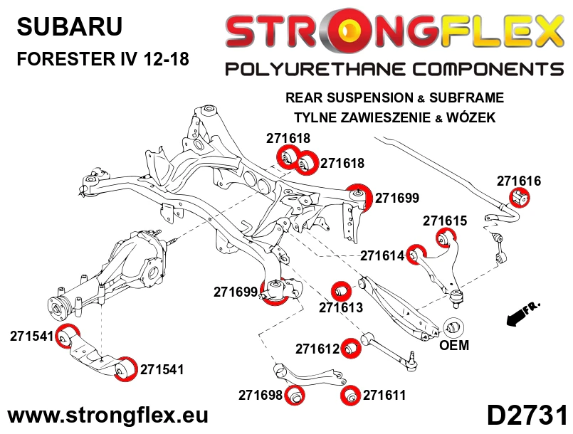Strongflex Subaru / Toyota Rear upper control arm front bush SPORT – 271614A 12 Strongflex Subaru / Toyota Rear upper control arm front bush SPORT – 271614A