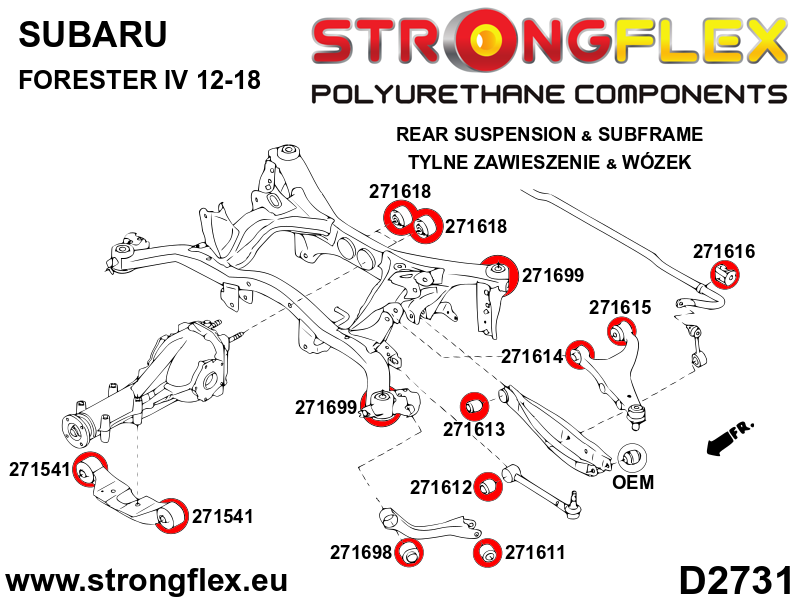 Strongflex Subaru / Toyota Achteras bovenste draagarm achterste rubber SPORT – 271615A 11 Strongflex Subaru / Toyota Achteras bovenste draagarm achterste rubber SPORT – 271615A - Afbeelding 11