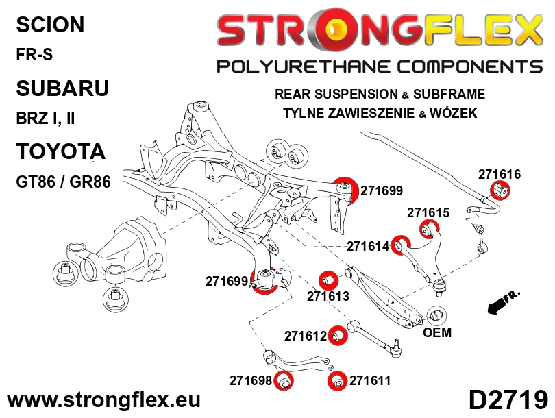 Strongflex Subaru Achterste ophangrubberset – 276193B 2 Strongflex Subaru Achterste ophangrubberset – 276193B - Afbeelding 2
