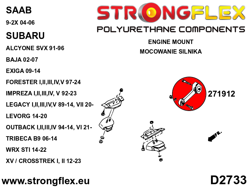 Strongflex Subaru Alcyone / SVX / Baja Motorophanging- bovenste Motorsteun SPORT – 271912A 3 Strongflex Subaru Alcyone / SVX / Baja Motorophanging- bovenste Motorsteun SPORT – 271912A - Afbeelding 3