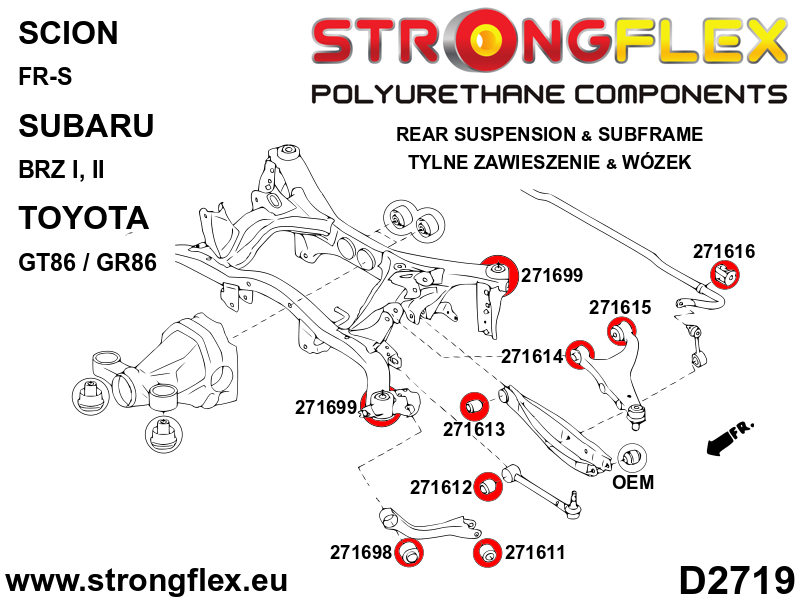Strongflex Subaru Achterste subframe rubberset SPORT – 276243A 2 Strongflex Subaru Achterste subframe rubberset SPORT – 276243A - Image 2