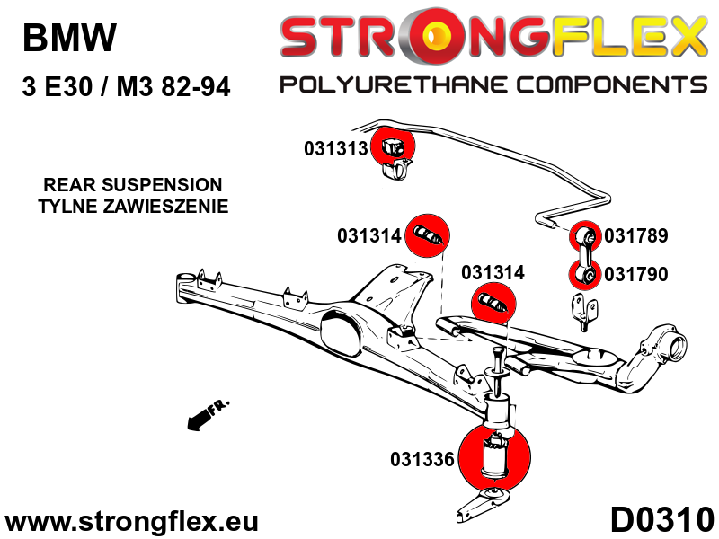 Strongflex BMW E30 Achterste steunrubber SPORT – 031336A 3 Strongflex BMW E30 Achterste steunrubber SPORT – 031336A - Afbeelding 3