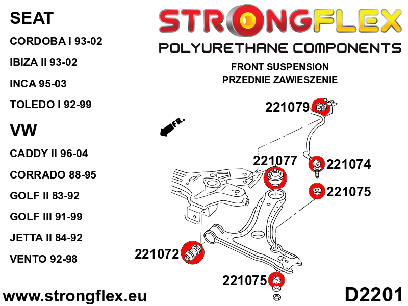 Strongflex Volkswagen Caddy / Corrado / Golf Voorste stabilisatorrubber SPORT – 221079A 3 Strongflex Volkswagen Caddy / Corrado / Golf Voorste stabilisatorrubber SPORT – 221079A - Image 3