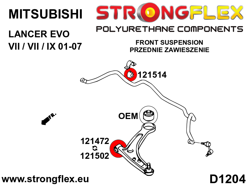 Strongflex Mitsubishi Complete ophangrubberset SPORT – 126144A 2 Strongflex Mitsubishi Complete ophangrubberset SPORT – 126144A - Image 2