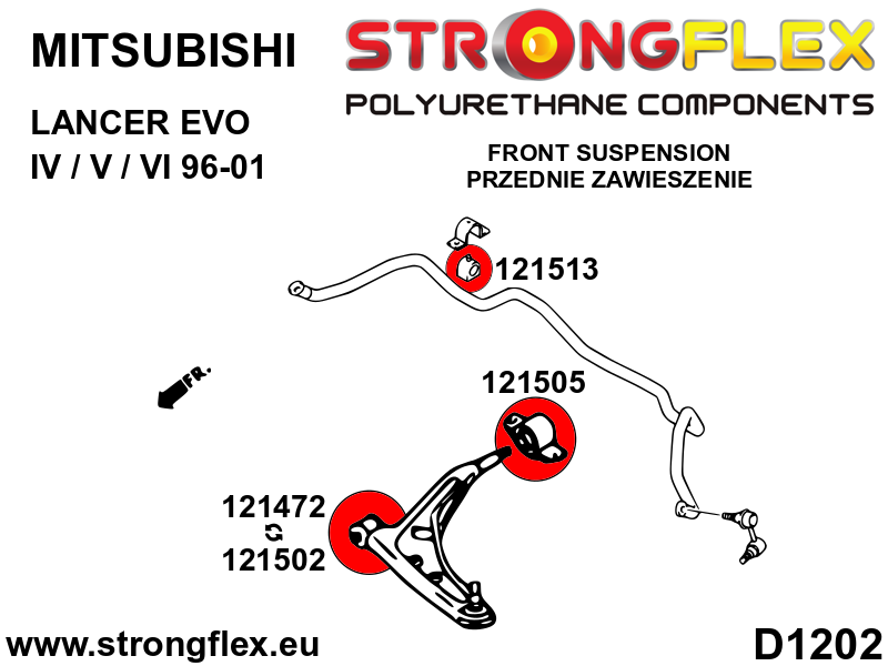 Strongflex Mitsubishi Vooras onderste draagarm achterste rubber – 121505B 2 Strongflex Mitsubishi Vooras onderste draagarm achterste rubber – 121505B – Bild 2
