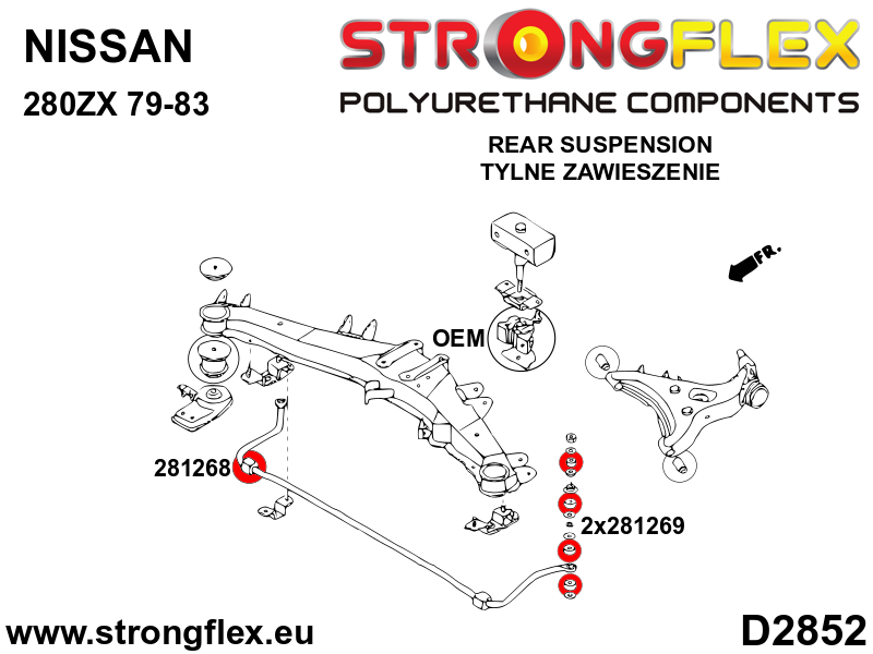 Strongflex Nissan Achterste stabilisator rubber SPORT – 281268A 6 Strongflex Nissan Achterste stabilisator rubber SPORT – 281268A – Image 6