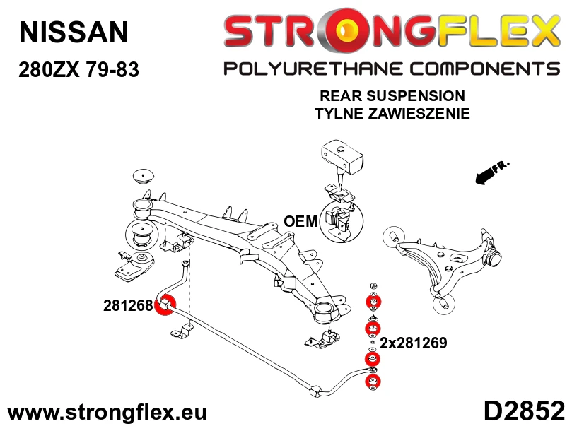 Strongflex Nissan Achterste stabilisator rubber – 281268B 6 Strongflex Nissan Achterste stabilisator rubber – 281268B – Image 6
