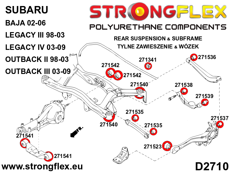 Strongflex Subaru Baja / Legacy / Outback Polyurethaan rubberset achteras – 276158B 4 Strongflex Subaru Baja / Legacy / Outback Polyurethaan rubberset achteras – 276158B – Bild 4