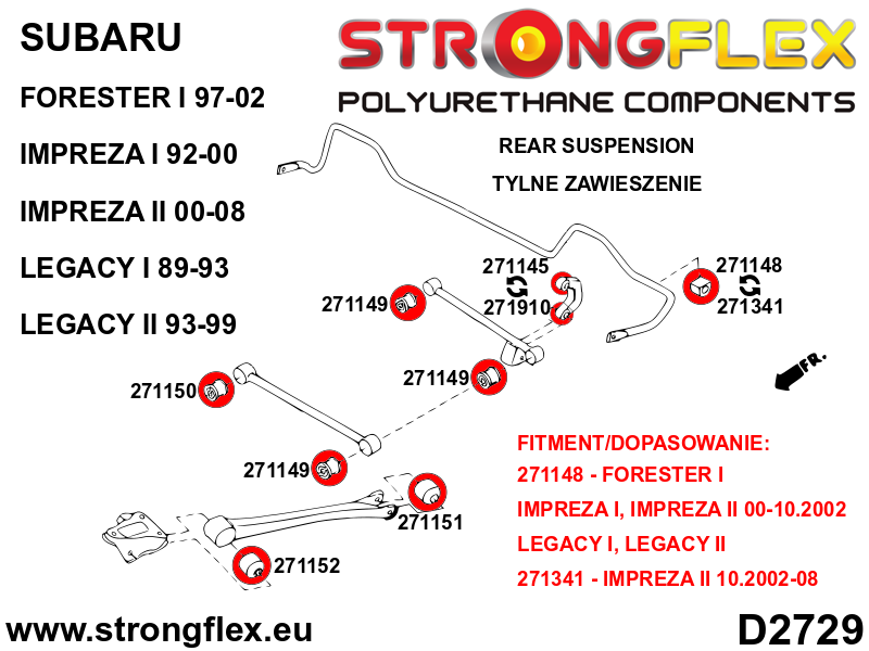 Strongflex Subaru Forester / Impreza / Legacy Complete ophangrubberset – 276249B 12 Strongflex Subaru Forester / Impreza / Legacy Complete ophangrubberset – 276249B – Image 12