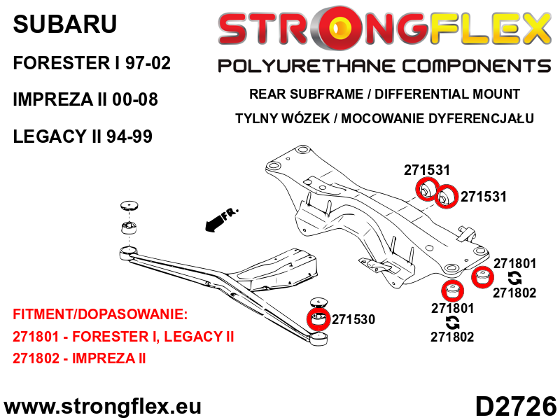 Strongflex Subaru Forester / Impreza / Legacy Complete ophangrubberset – 276249B 13 Strongflex Subaru Forester / Impreza / Legacy Complete ophangrubberset – 276249B – Image 13