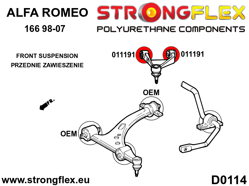 Strongflex Alfa Romeo 147 / 156 / 166 Voorste bovenste draagarmrubber SPORT – 011191A 5 Strongflex Alfa Romeo 147 / 156 / 166 Voorste bovenste draagarmrubber SPORT – 011191A – Bild 5