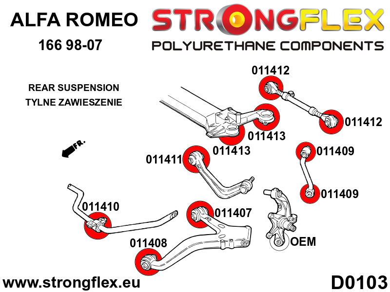 Strongflex Alfa Romeo 166 Achterste stabilisatorrubber SPORT – 011410A 3 Strongflex Alfa Romeo 166 Achterste stabilisatorrubber SPORT – 011410A – Bild 3