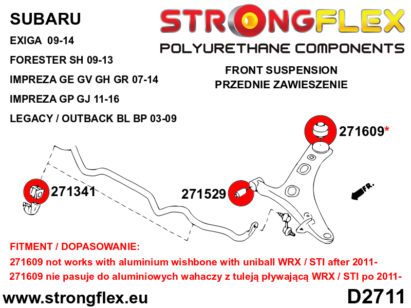 Strongflex Subaru Exiga / Impreza Polyurethaan rubberset voor- en achteras – 276166B 16 Strongflex Subaru Exiga / Impreza Polyurethaan rubberset voor- en achteras – 276166B – Image 16