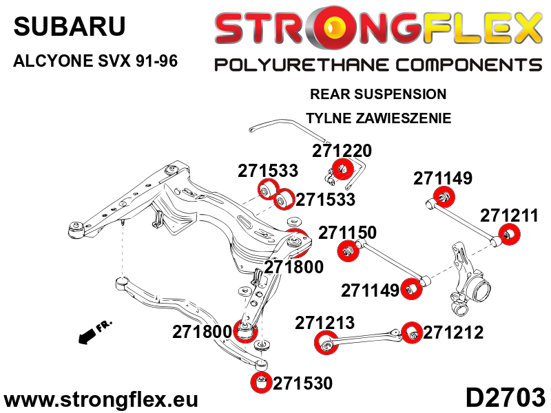 Strongflex Subaru Alcyone / SVX Polyurethaan rubberset achteras – 276050B 3 Strongflex Subaru Alcyone / SVX Polyurethaan rubberset achteras – 276050B – Bild 3