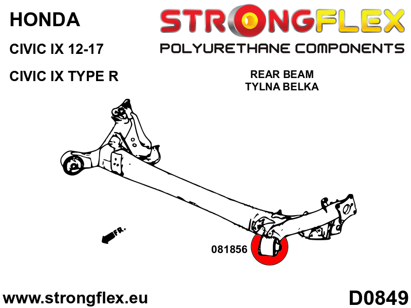 Strongflex Honda Achterste balk rubber SPORT – 081856A 2 Strongflex Honda Achterste balk rubber SPORT – 081856A - Image 2