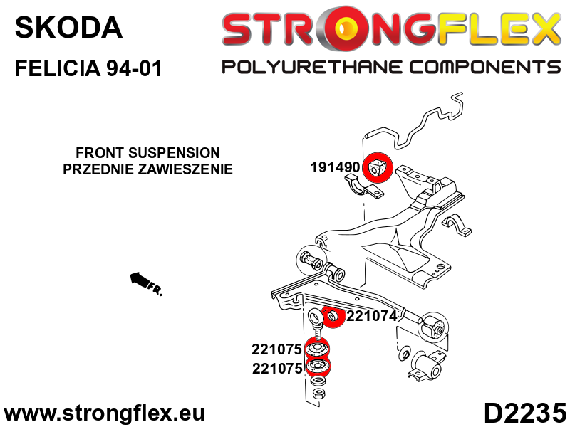 Strongflex Skoda Voorste stabilisatorrubber – 191490B 2 Strongflex Skoda Voorste stabilisatorrubber – 191490B – Bild 2