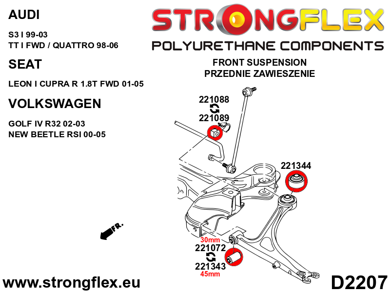 Strongflex Audi / Volkswagen Voorste stabilisatorrubber 15-23mm – 221089B 6 Strongflex Audi / Volkswagen Voorste stabilisatorrubber 15-23mm – 221089B – Bild 6