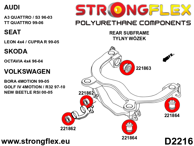 Strongflex Audi / Volkswagen Differentieelophanging, voorste rubber SPORT – 221862A 4 Strongflex Audi / Volkswagen Differentieelophanging, voorste rubber SPORT – 221862A – Bild 4