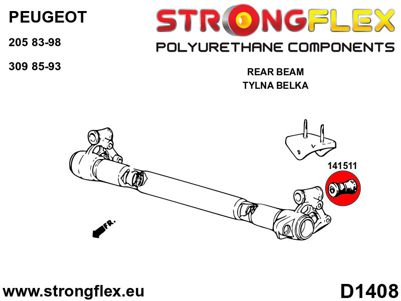 Strongflex Peugeot Achterste balk rubber SPORT – 141511A 2 Strongflex Peugeot Achterste balk rubber SPORT – 141511A – Image 2