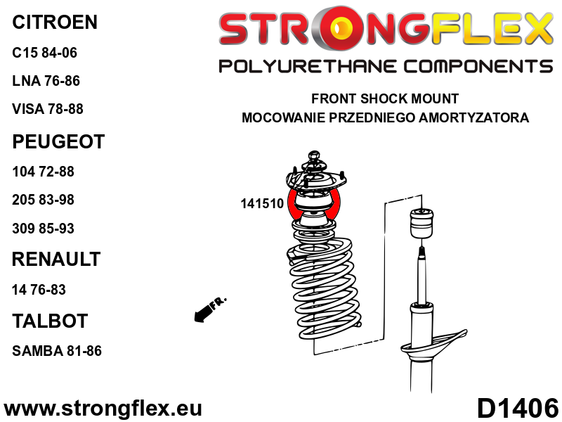 Strongflex Peugeot Voorste suspension en ream balk rubberset SPORT – 146105A 3 Strongflex Peugeot Voorste suspension en ream balk rubberset SPORT – 146105A – Bild 3