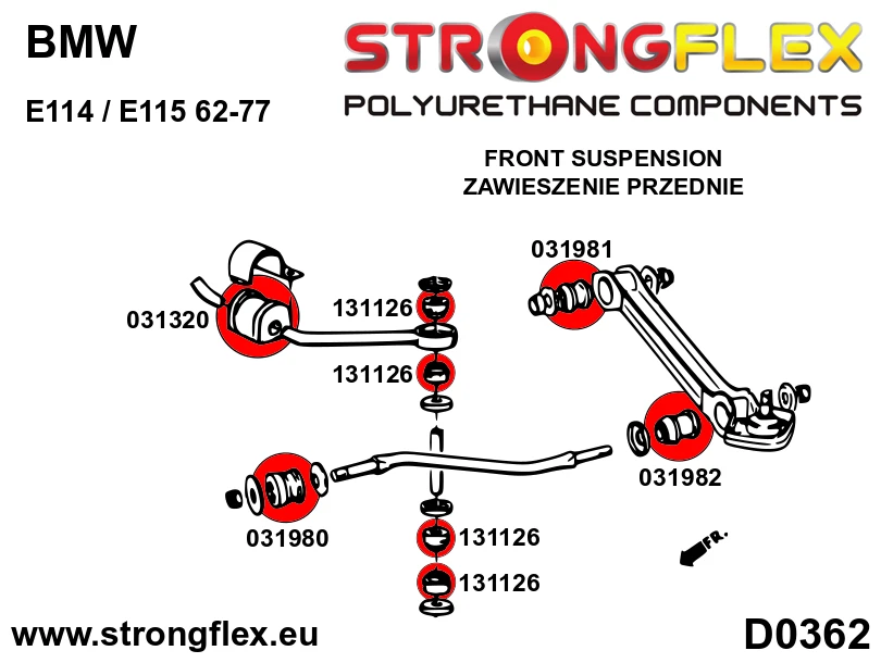 Strongflex BMW E114/E115/E21 Voorste/achterste stabilisatorrubber – 031320B 9 Strongflex BMW E114/E115/E21 Voorste/achterste stabilisatorrubber – 031320B – Image 9