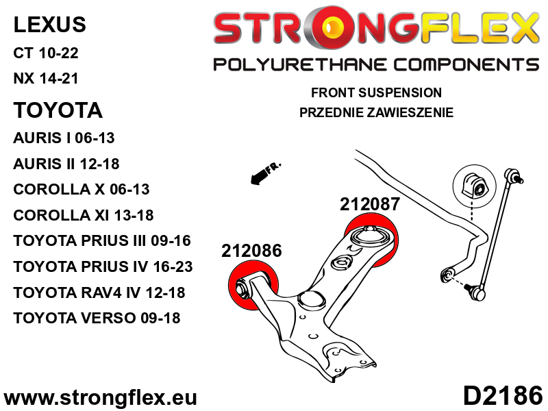 Strongflex Toyota Voorste draagarm – achterste rubber – 212087B 2 Strongflex Toyota Voorste draagarm – achterste rubber – 212087B - Afbeelding 2