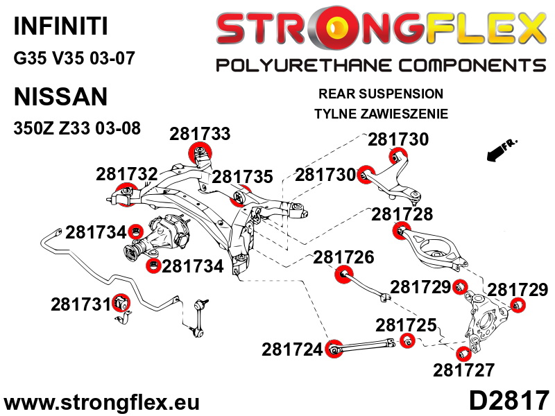 Strongflex Infiniti / Nissan Polyurethaan rubberset voor- en achteras SPORT – 286199A 6 Strongflex Infiniti / Nissan Polyurethaan rubberset voor- en achteras SPORT – 286199A – Bild 6