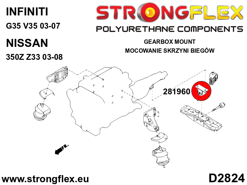 Strongflex Infiniti / Nissan Inzet transmissieophanging SPORT – 281960A 4 Strongflex Infiniti / Nissan Inzet transmissieophanging SPORT – 281960A - Image 4