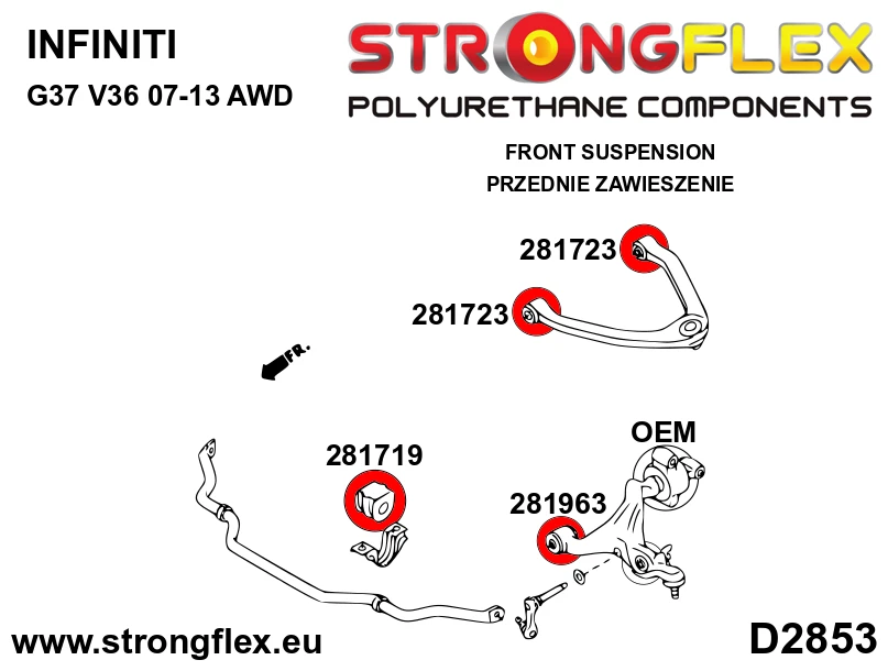 Strongflex Infiniti / Nissan Voorste stabilisatorrubber SPORT – 281719A 7 Strongflex Infiniti / Nissan Voorste stabilisatorrubber SPORT – 281719A