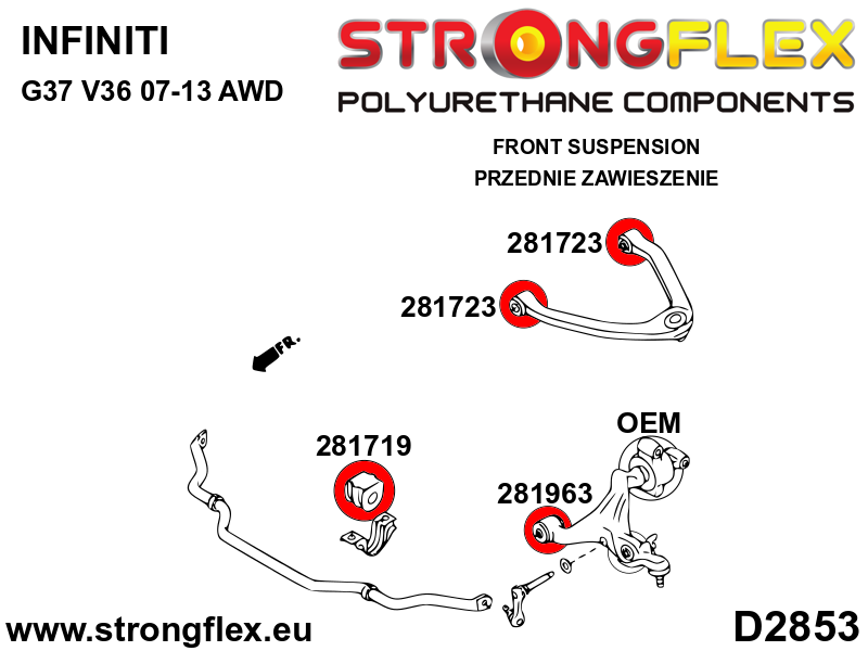 Strongflex Infiniti / Nissan Vooras bovenste driehoeksdraagarm rubber SPORT – 281723A 7 Strongflex Infiniti / Nissan Vooras bovenste driehoeksdraagarm rubber SPORT – 281723A – Image 7