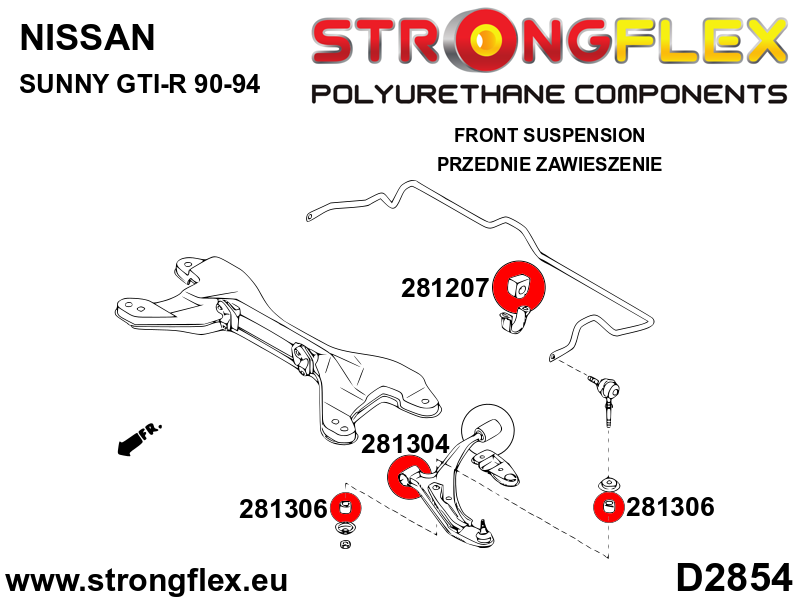 Strongflex Infiniti / Nissan Rubber voorste/achterste koppelstang – 281306B 10 Strongflex Infiniti / Nissan Rubber voorste/achterste koppelstang – 281306B – Image 10