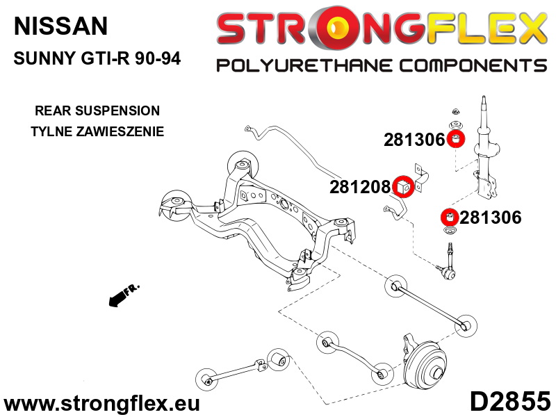Strongflex Infiniti / Nissan Rubber voorste/achterste koppelstang – 281306B 11 Strongflex Infiniti / Nissan Rubber voorste/achterste koppelstang – 281306B – Image 11